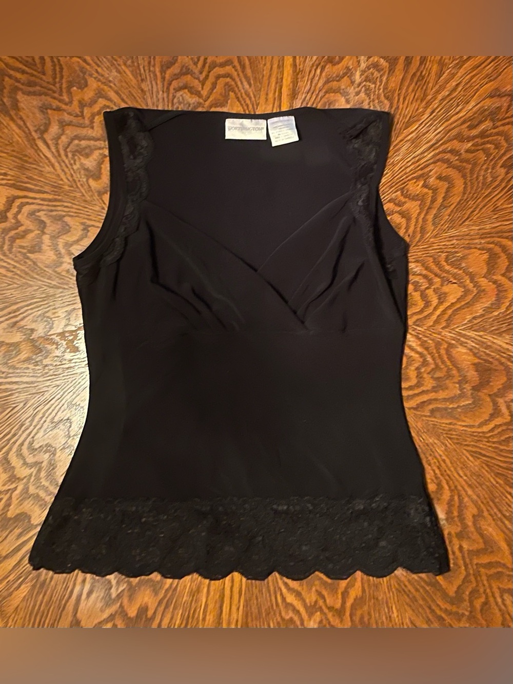 Worthington Black Sleeveless Top with Lace Trim Size M